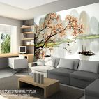 中式风格电视背景墙体彩绘装饰图案