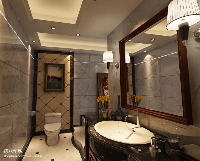 欧式新古典卫浴镜前灯装修设计效果图
