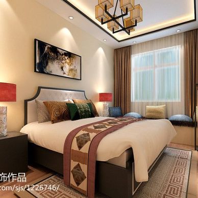 奢华的四居室传统的文化气息现代卧室灯具装修设计效果图