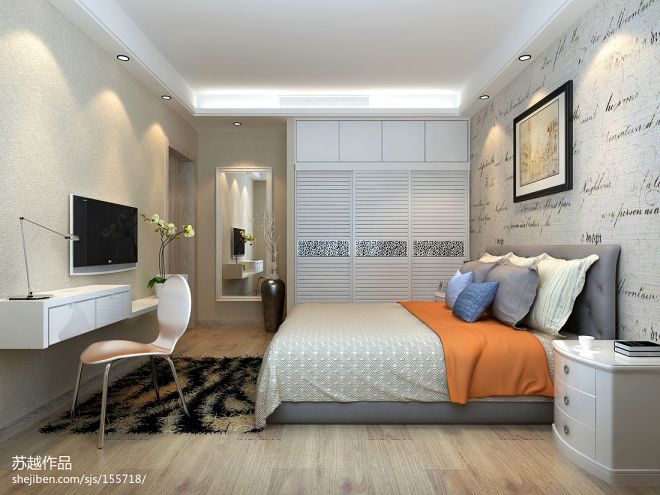 天津现代卧室壁纸装修设计效果图