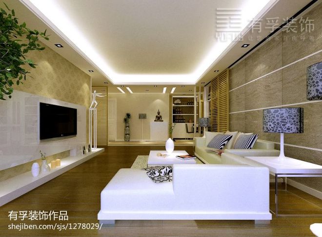 蓝湾国际设计 现代客厅酒架装修效果图