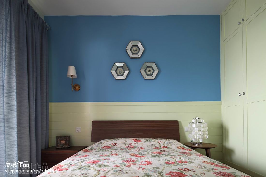 北欧现代风格卧室床头背景墙装修设计效果图
