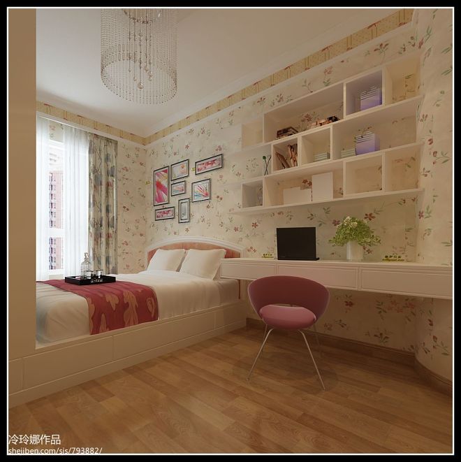 滨江国际现代卧室壁纸装修设计效果图