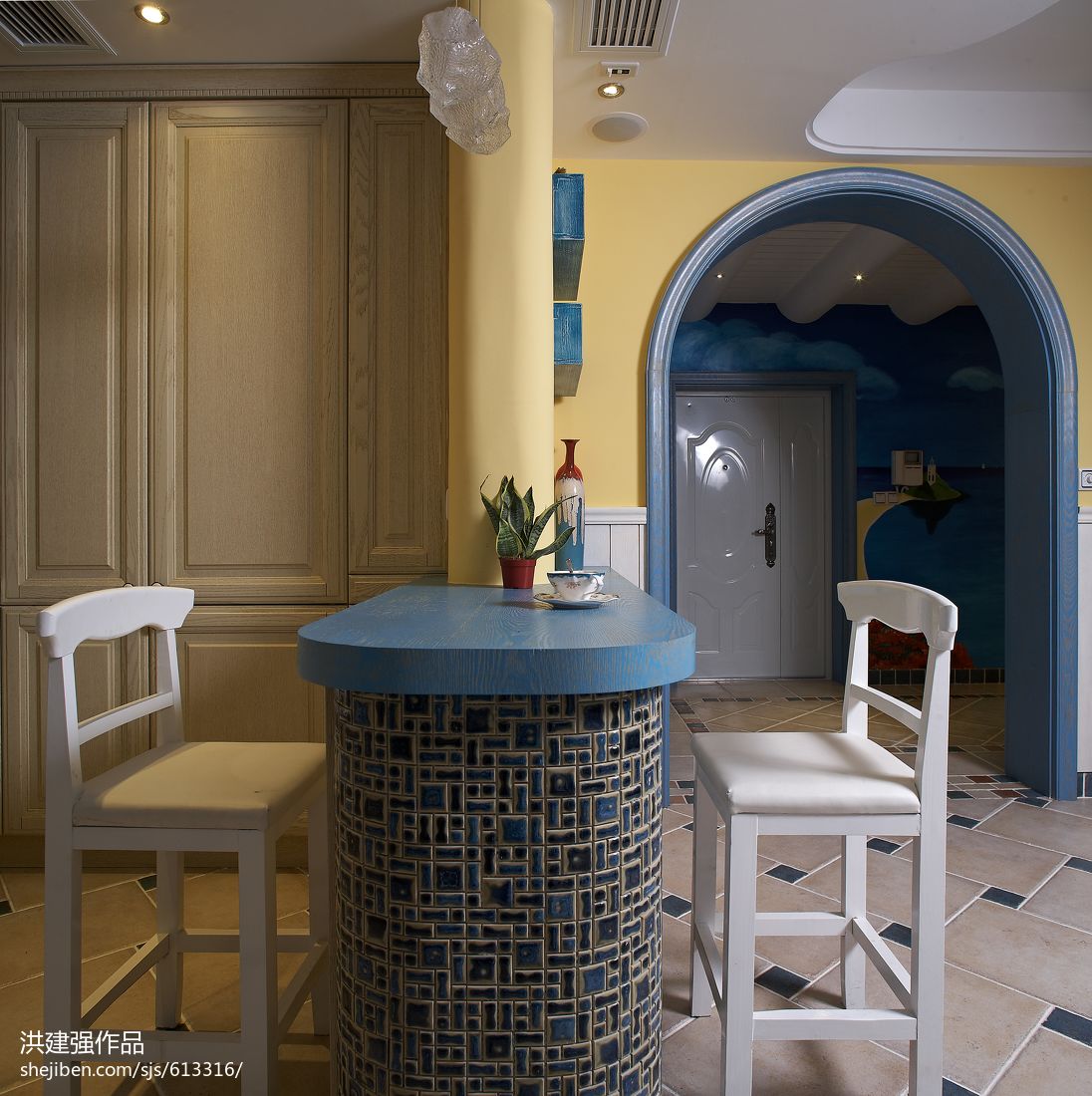 地中海风格客厅吧台酒柜装修效果图 – 设计本装修效果图