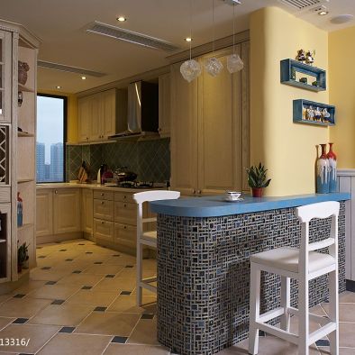 地中海风格开放式厨房隔断装修效果图