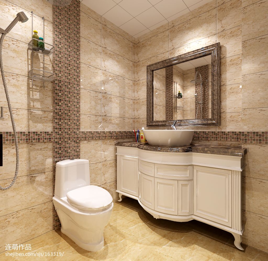 北京朝廷公寓现代卫浴瓷砖装修设计效果图 – 设计本装修效果图