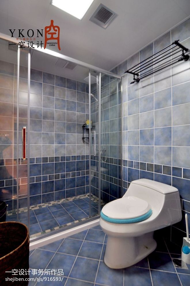 一空设计家装美式风格卫浴隔断淋浴房装修设计效果图