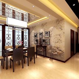中式餐厅背景墙屏风装修效果图