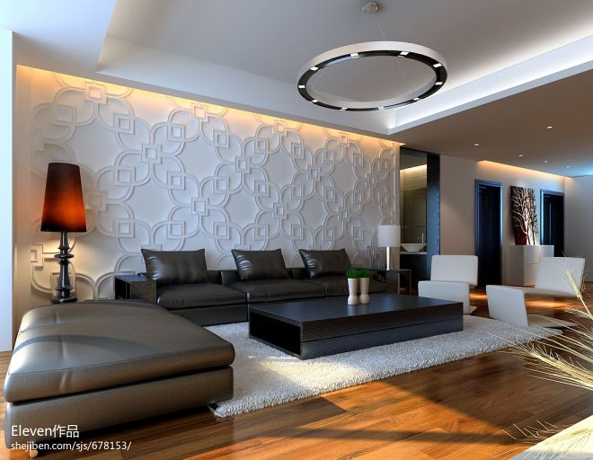 永城天鹅堡 现代客厅沙发背景墙装修效