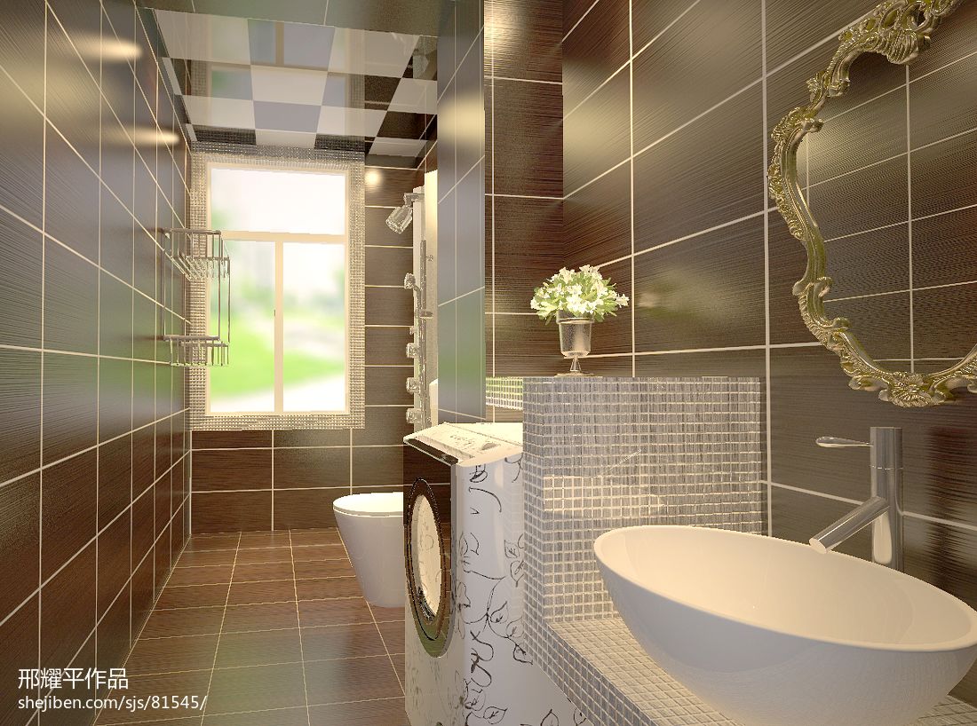 幸福里邸府欧式卫浴瓷砖装修设计效果图 – 设计本装修效果图