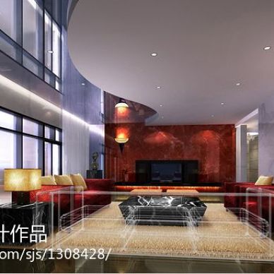 西安曲江公寓_现代四居室大气客厅装修效果图