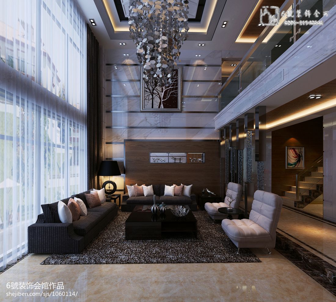 新中式客餐厅 - 效果图交流区-建E室内设计网