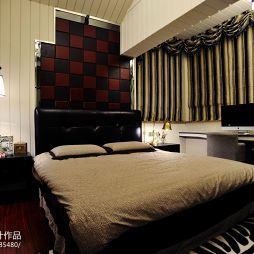 时尚现代卧室窗帘床头背景墙装修效果图
