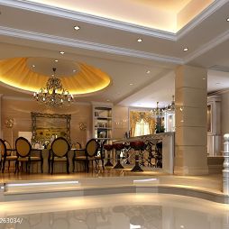 深圳沙河高尔夫欧式奢华尊贵餐厅装修设计效果图