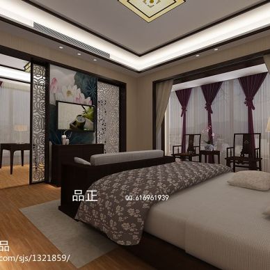 中式别墅卧室家具装修效果图