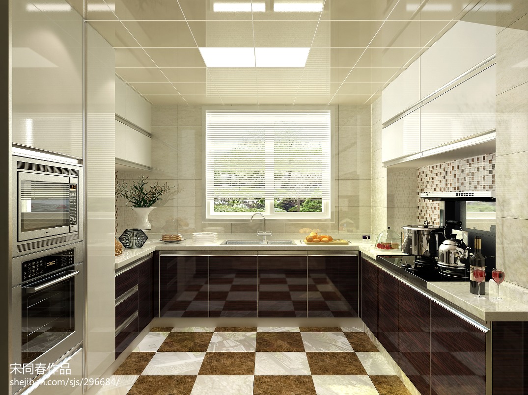 高端美式设计厨房U型橱柜效果图大全_齐家网装修效果图
