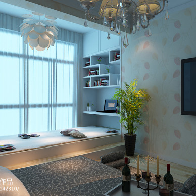 澜山和府现代卧室窗帘装修设计效果图
