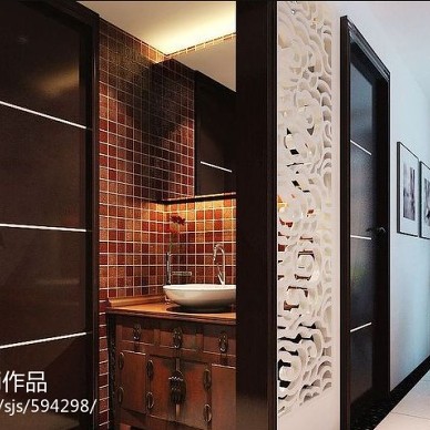 春天公寓_欧式卫生间客厅隔断装修设计效果图