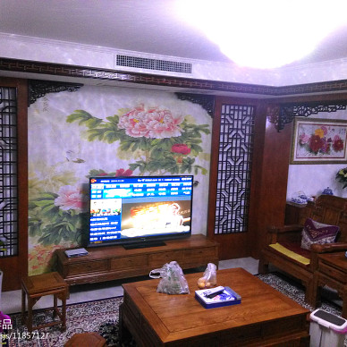 南京尚品馨苑新中式电视背景墙装修效果图