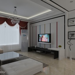 现代风格客厅黑白电视背景墙装修效果图