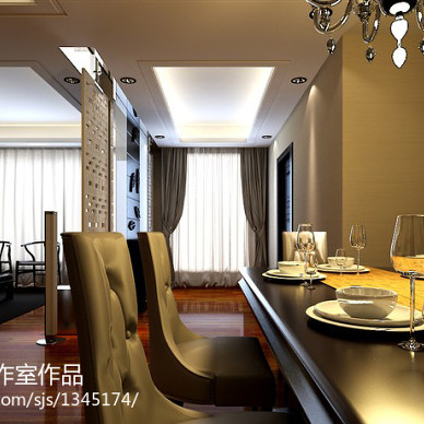 新中式客厅餐厅装修效果图