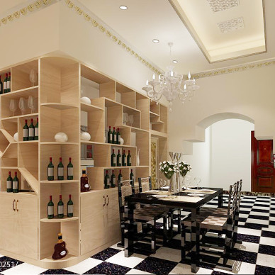 现代简欧餐厅酒柜装修设计效果图
