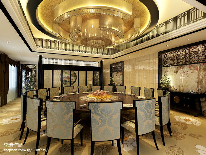 中式风格宴会厅设计效果图