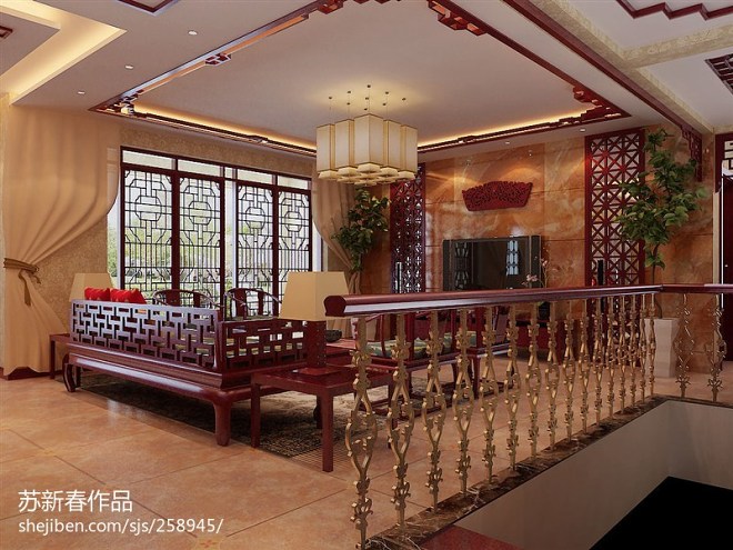 馨中式古典客厅装修设计效果图
