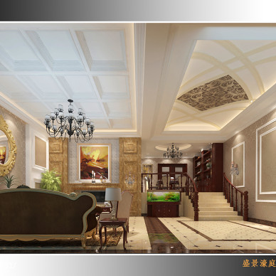 盛景豪庭别墅欧式客厅装修设计效果图