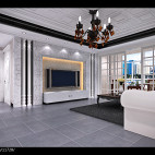 欧式风格灰色调客厅装修效果图