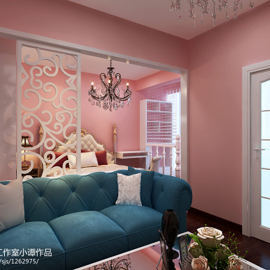 福地家园住宅欧式粉红客厅装修效果图