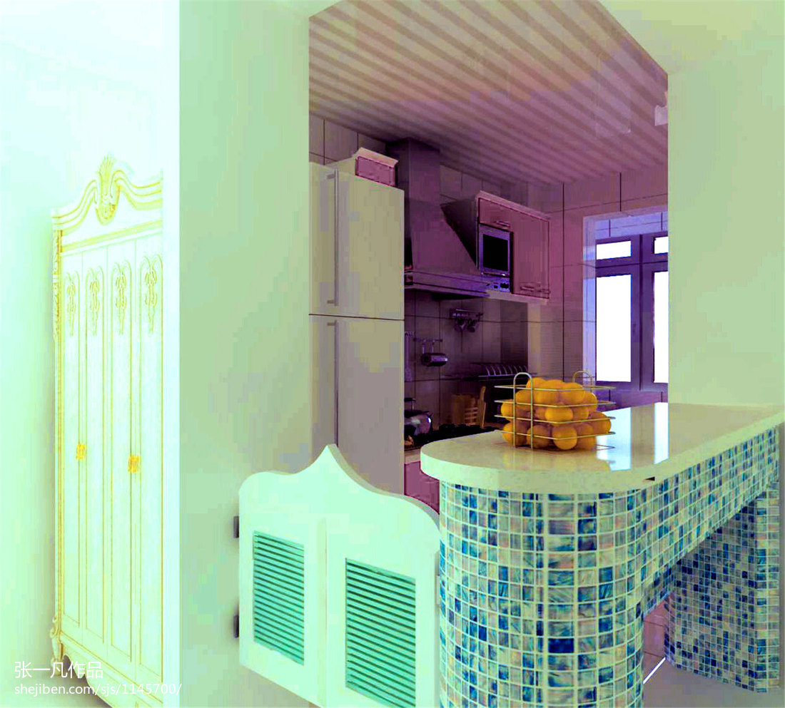 三室一厅地中海风格吧台装修图片 – 设计本装修效果图