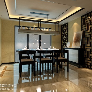 新中式_餐厅时尚吊灯装修设计效果图
