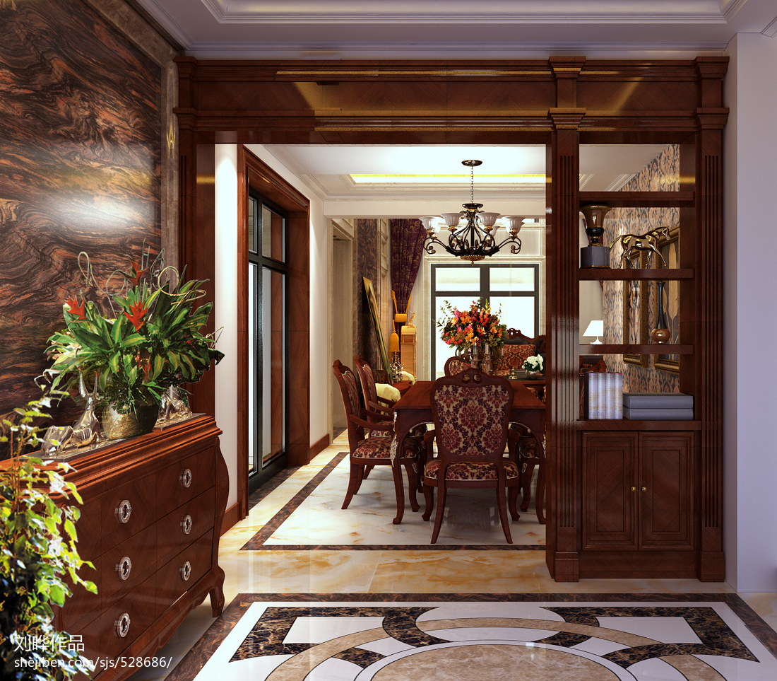 温馨美式风格客厅装修案例 – 设计本装修效果图