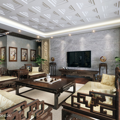 金阁丽苑中式风格客厅组合沙发装修效果图