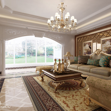 东方明珠欧式客厅拐角沙发装修效果图