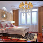 现代温馨卧室床头背景墙装修设计效果图
