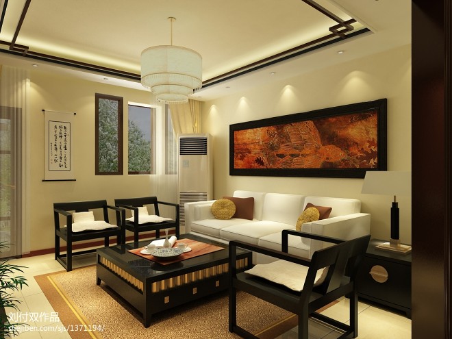 中式风格小面积客厅装修效果图