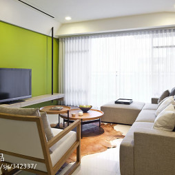 天津市华城景苑现代客厅绿色背景墙装修效果图