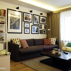现代简约客厅沙发挂画背景墙装修效果图