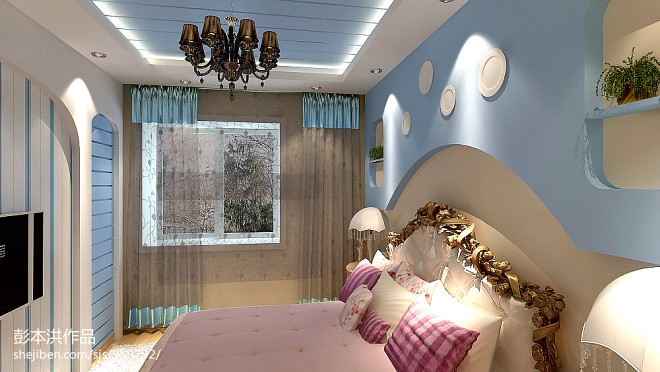 地中海小清新卧室颜色搭配效果图