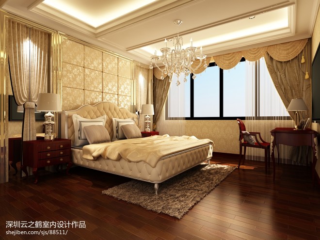 欧式时尚风格卧室床头背景墙效果图