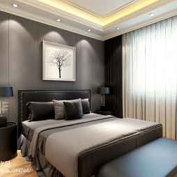 现代卧室时尚质感卧室床头背景墙效果图