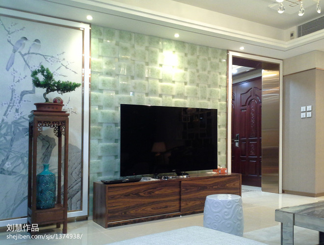 新中式客厅电视背景墙装修效果图大全