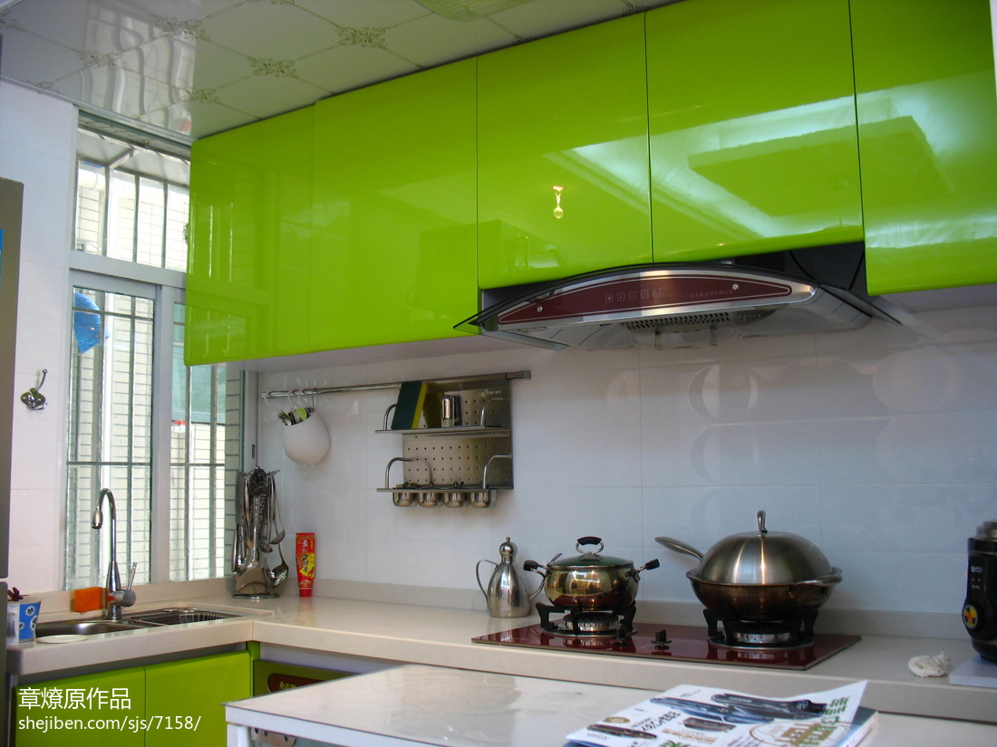 绿色厨房橱柜设计图_齐家网装修效果图