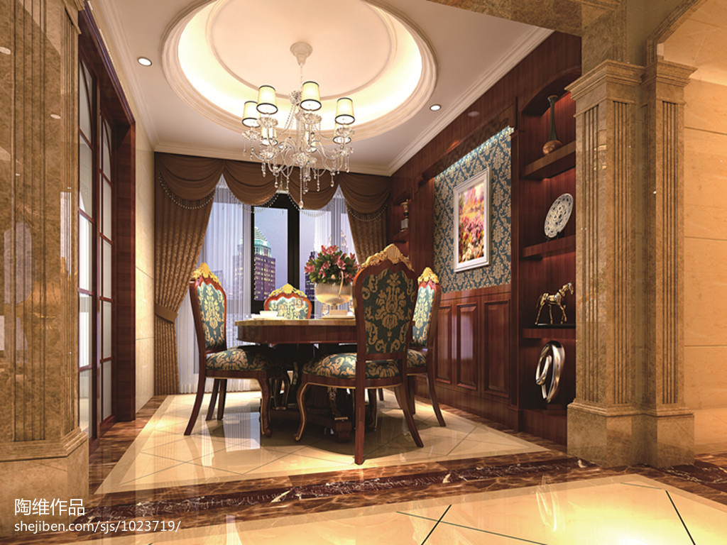 欧式小别墅室内楼梯罗马柱图片 – 设计本装修效果图