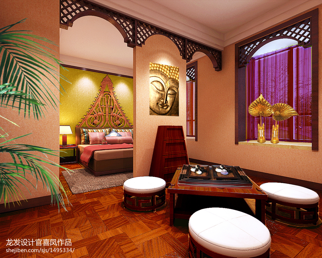 东南亚四居室休闲区设计装修效果图