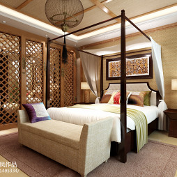 东南亚风格主卧卧室布置装修效果图