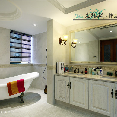 欧式别墅洗手间浴缸设计效果图