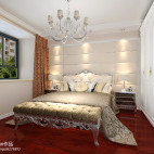 现代简约三居室现代设计卧室窗帘装修效果图